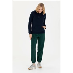 Kadın Lacivert Kapüşonlu Basic Sweatshirt