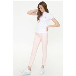 Kadın Beyaz Basic Polo Yaka Tişört