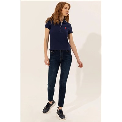 Kadın Lacivert Basic Polo Yaka Tişört