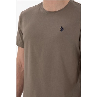 Erkek Regular Fit Bisiklet Yaka Vizon Basic Tişört