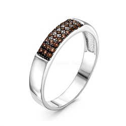 Кольцо из серебра с коричневыми фианитами родированное 925 пробы 1-1041р-249