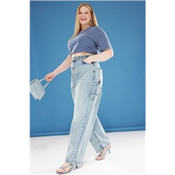 Trendyol Curve Mavi Yüksek Bel Boru Paça Büyük Beden Jean TBBAW25CJ00034
