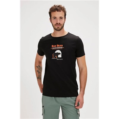 Bad Bear, Derek Siyah Baskılı Erkek Tişört