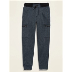 Functional Drawstring Zip-Pocket Joggers for Boys
