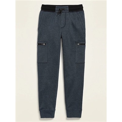 Functional Drawstring Zip-Pocket Joggers for Boys