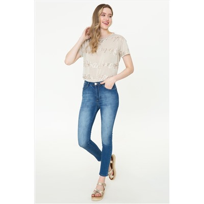 Kadın Mavi Skinny High Waist Fit Jean Pantolon