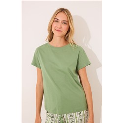 Pijama manga corta algodón estampado verde