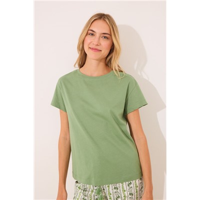 Pijama manga corta algodón estampado verde