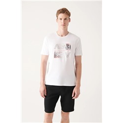 Avva Beyaz %100 Pamuk Bisiklet Yaka Önü Baskılı Regular Fit T-shirt A31Y1182