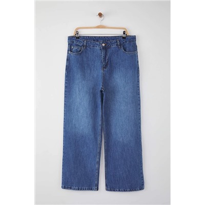 Mavi Yüksek Bel Geniş Paça Denim Büyük Beden Wide Leg Jeans TBBAW26CJ00001