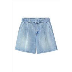 Short vaquero de tiro alto Azul