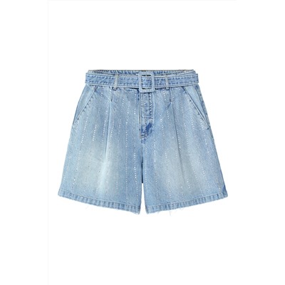 Short vaquero de tiro alto Azul