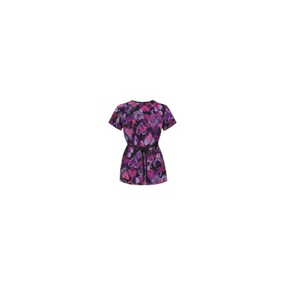 UA Bohemian Heart Black Mock Wrap Scrub Top