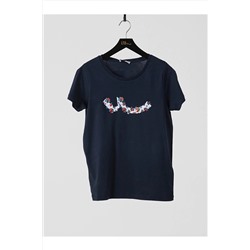 Ltb Kadın Lacivert Baskılı Kısa Kol Bisiklet Yaka T-Shirt 012208037561430000