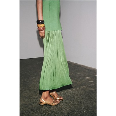 PLEATED KNIT COMBINATION DRESS