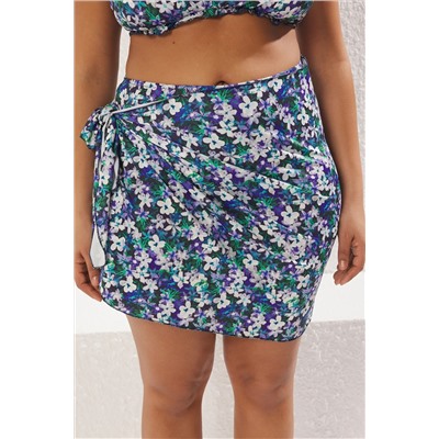 Çok Renkli Çiçek Desenli Pareolu 2'li Set Büyük Beden Bikini Altı TBBSS25CR00003