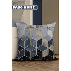 SasoHome Lacivert Mozaik Desenli Dekoratif Hediyelik Kırlent - Yastık Kılıfı SasoHomeFon002x