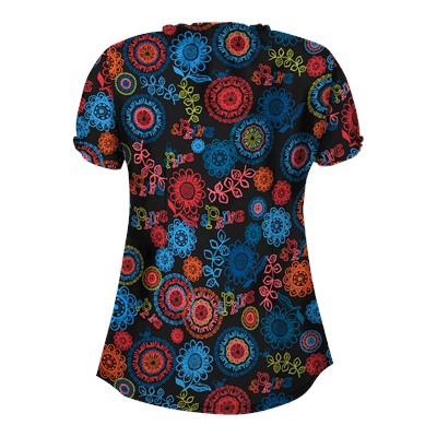 UA Spring Out Black Print Scrub Top