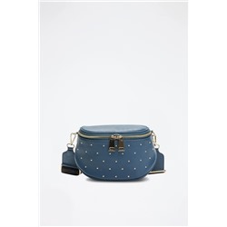 Bandolera de piel Phoebe Azul petróleo
