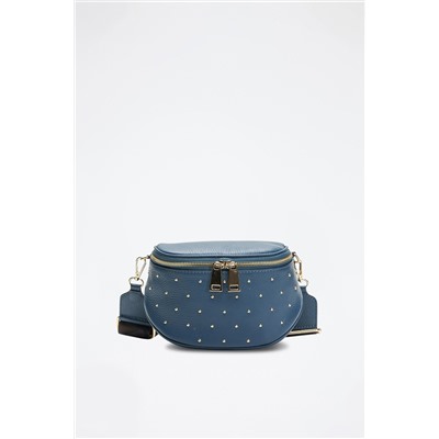 Bandolera de piel Phoebe Azul petróleo
