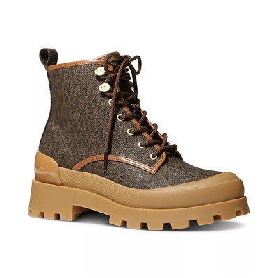 MICHAEL MICHAEL KORS Women's Payton Signature Logo Lace-Up Lug Sole Combat Booties