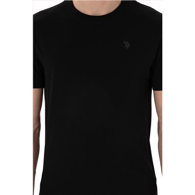 Erkek Regular Fit Bisiklet Yaka Siyah Basic Tişört