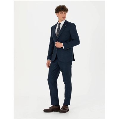 %100 Yün Lacivert Slim Fit Takım Elbise