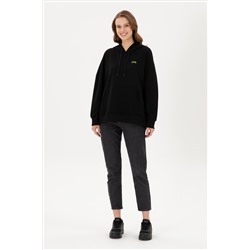 Kadın Siyah Kapüşonlu Basic Sweatshirt