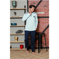AHENGİM Man Erkek Pijama Takımı Uzun Kol Süprem Pamuklu Mevsimlik M58012262 1-2-10001205