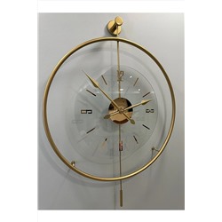 MetaQuartz Aksesuar Gold Luxry Şefaf Cam , 60 Cm Metal Çember , Modern Dekoratif Metal Duvar Saati MetaxxxluxryGold
