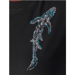 Нарядная футболка с принтом пайетками