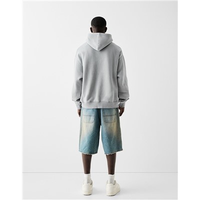 Faded-effect boxy fit hoodie