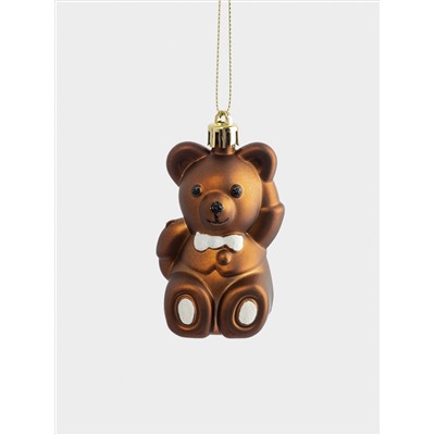 Игрушка елочная, 4х8 см, пластик, коричневая, Мишка, New year