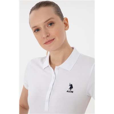 Kadın Beyaz Basic Polo Yaka Tişört
