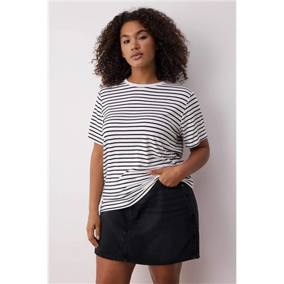 Siyah-Beyaz 3'lü Paket Büyük Beden T-shirt TBBSS25BF00071