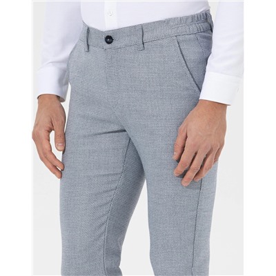 Lacivert Slim Fit Beli Lastikli Kanvas Pantolon