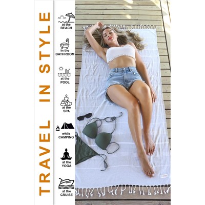 EVELYNEN HOME, Evelynen Gri Peştemal Plaj Havlusu (27 RENK) Pamuk Banyo Havlusu Oversized 90x180 Plaj Havuz