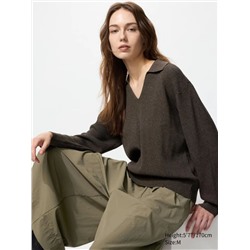 Женский пуловер с V-образным воротником UNIQL*O