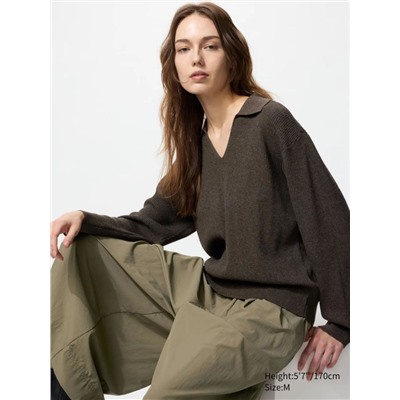 Женский пуловер с V-образным воротником UNIQL*O