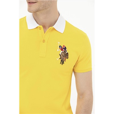 Erkek Koyu Sarı Basic Polo Yaka Tişört