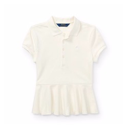 Cotton Peplum Polo Shirt