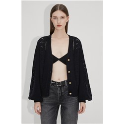 Cárdigan de lana y mohair Negro