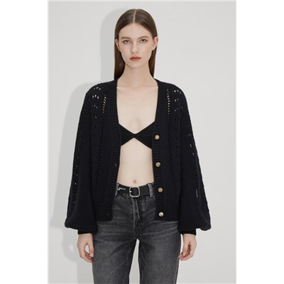 Cárdigan de lana y mohair Negro