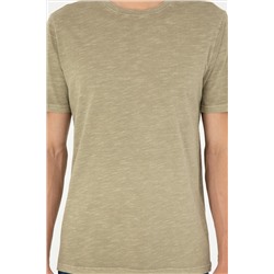 Erkek Regular Fit Bisiklet Yaka Haki Basic Tişört
