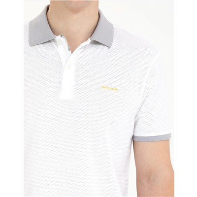Beyaz Slim Fit Polo Yaka Tişört