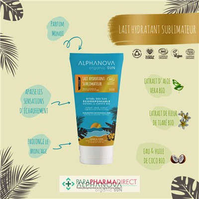Alphanova Sun Lait Hydratant Sublimateur Parfum Monoï BIO 150 ml
