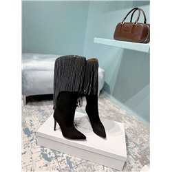 Шикарные замшевые сапоги с бахромой из страз бренда Pari*s & Texa*s 🇮🇹   Реплика