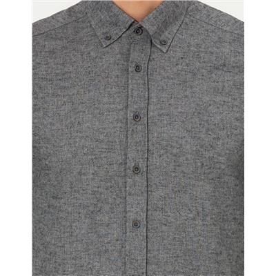 Gri Slim Fit Uzun Kollu Gömlek