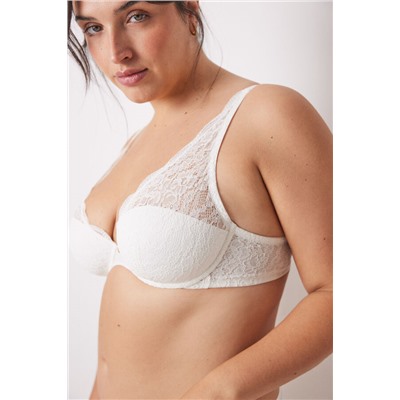 INTUITIVE Sujetador halter relleno encaje blanco