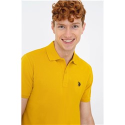 Erkek Koyu Sarı Polo Yaka Basic T-Shirt
